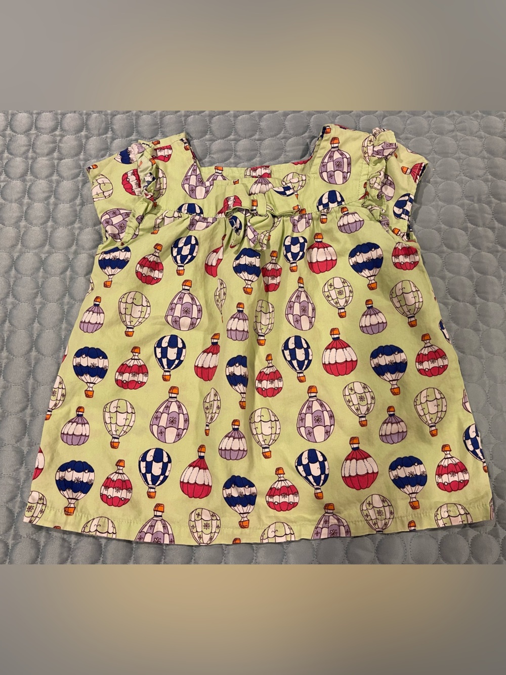 Vintage Crazy 8 Light Green Hot Air Balloon Blouse Cap Sleeves 100% Cotton Sz 4T